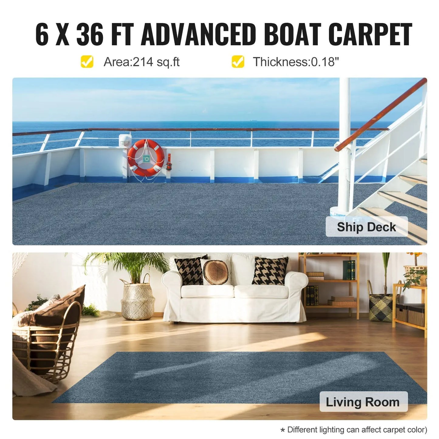 Gray 6 ft x 36 ft, Outdoor Carpet