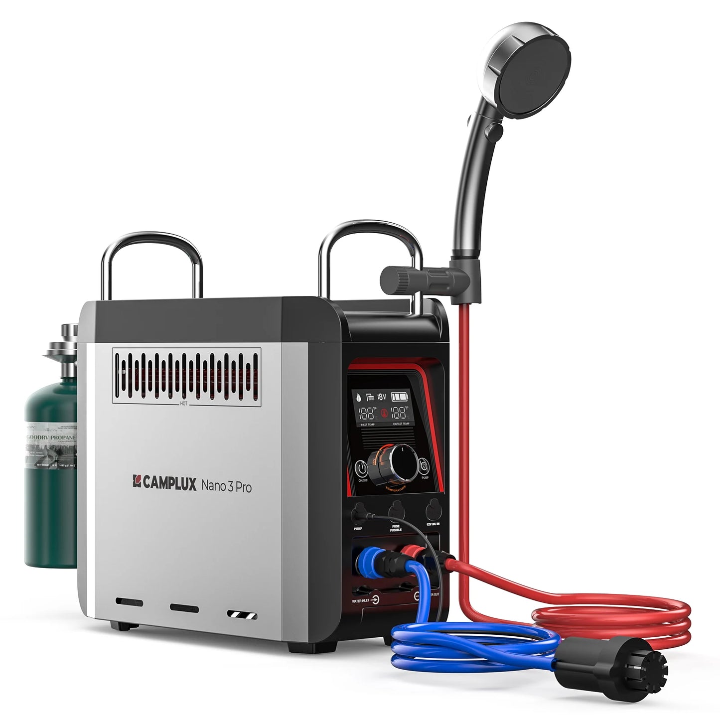 Propane On-Demand Portable Water Heater w/Built-in Battery