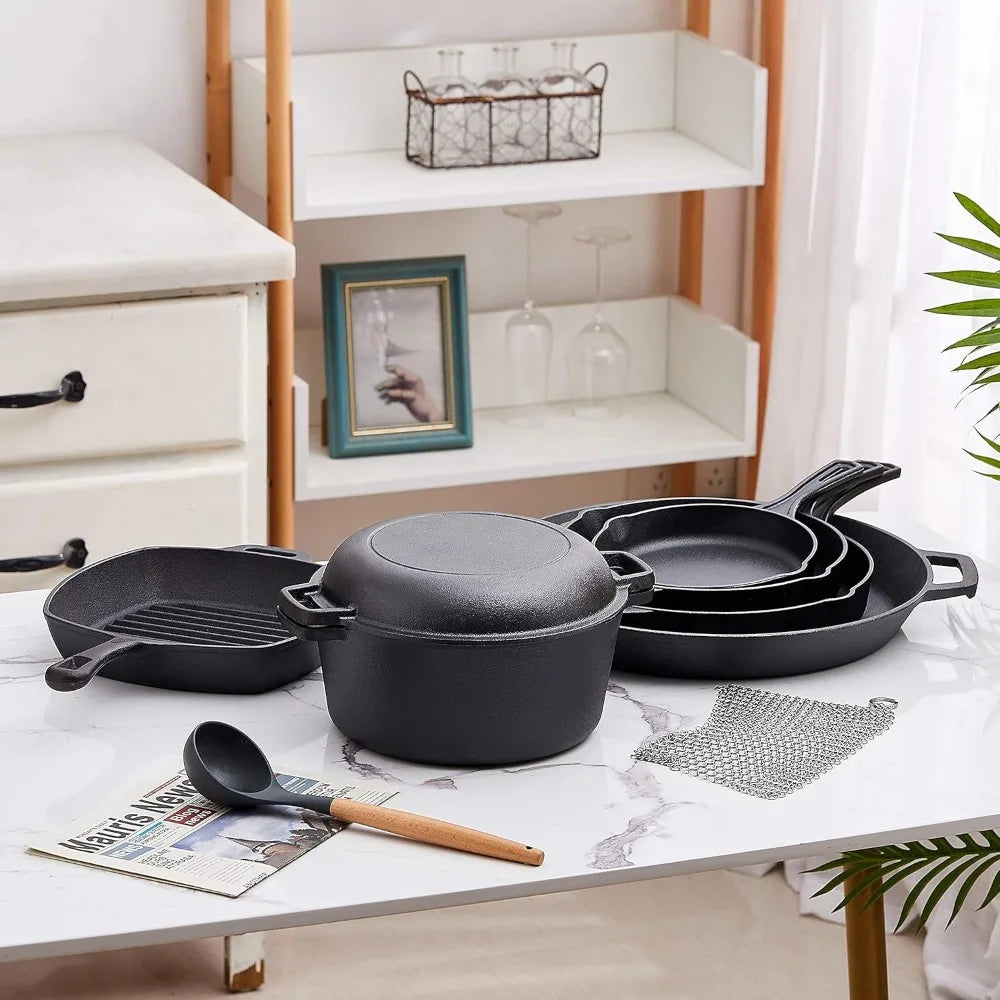 8 piece cast iron camping cookware