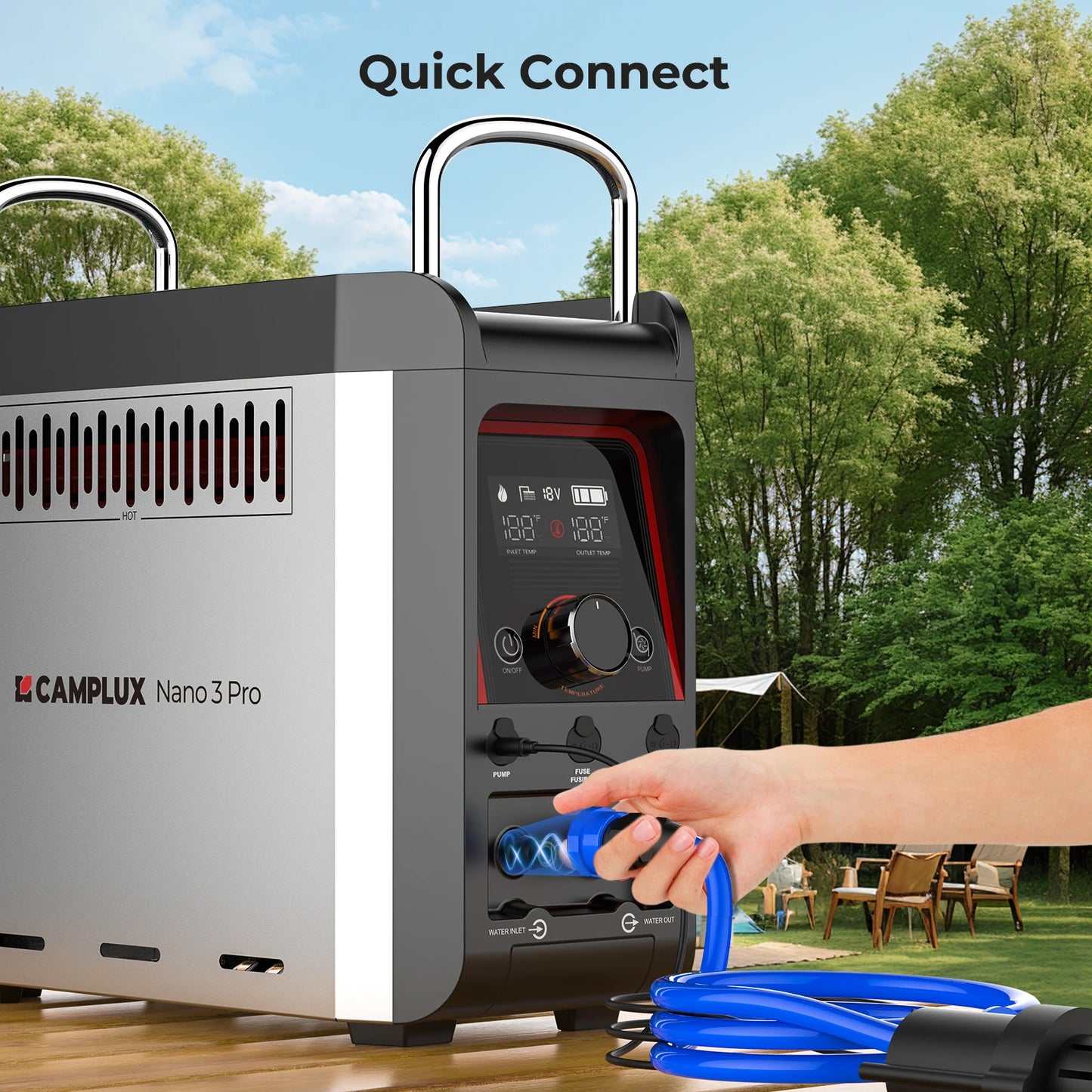 Propane On-Demand Portable Water Heater w/Built-in Battery