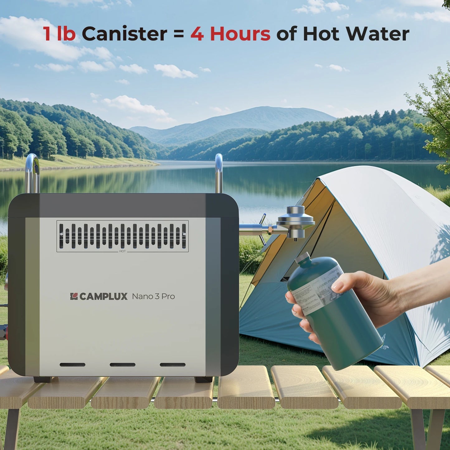 Propane On-Demand Portable Water Heater w/Built-in Battery