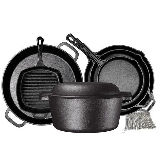 8 piece cast iron camping cookware